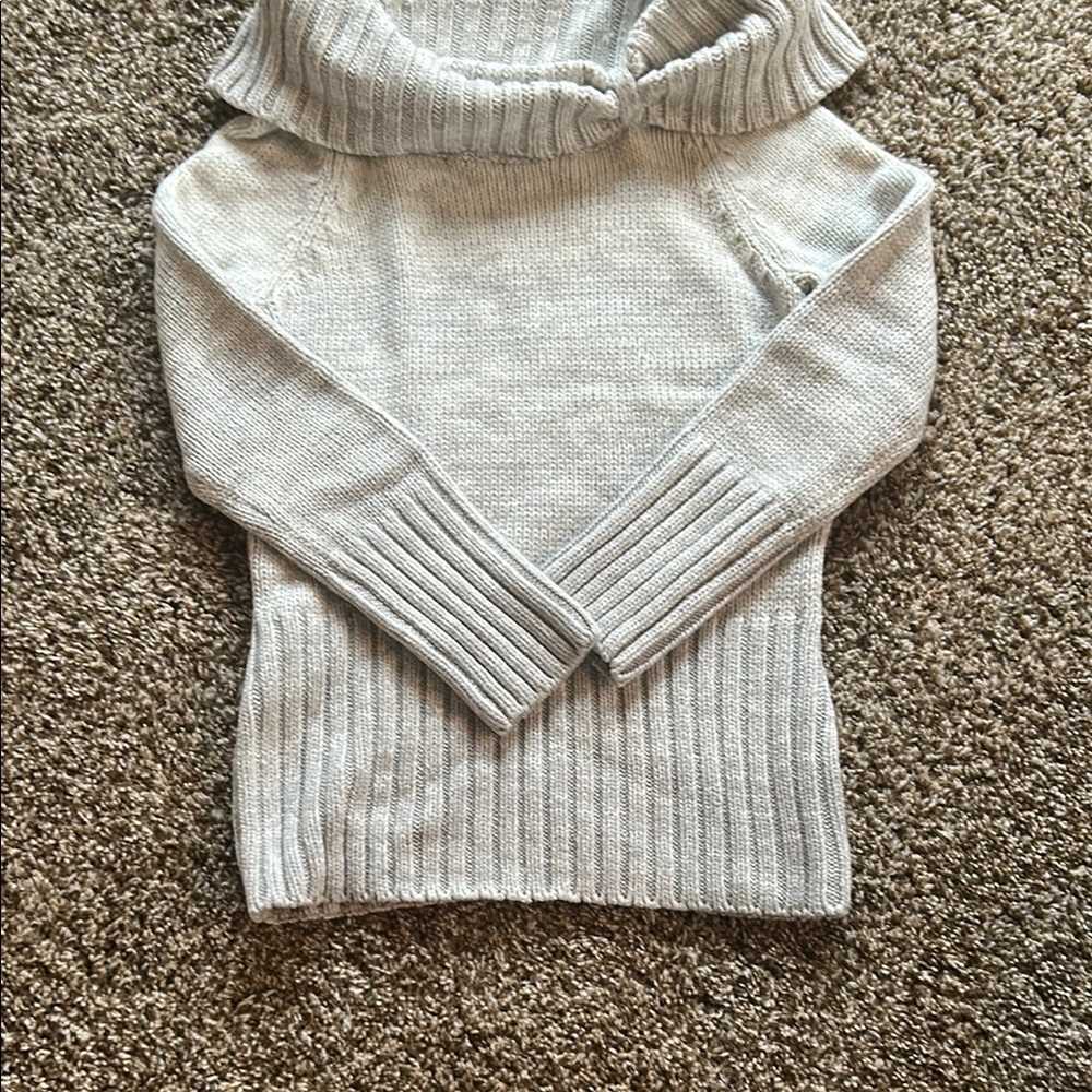 White House Black Market Light Gray Cowl Neck Sweater